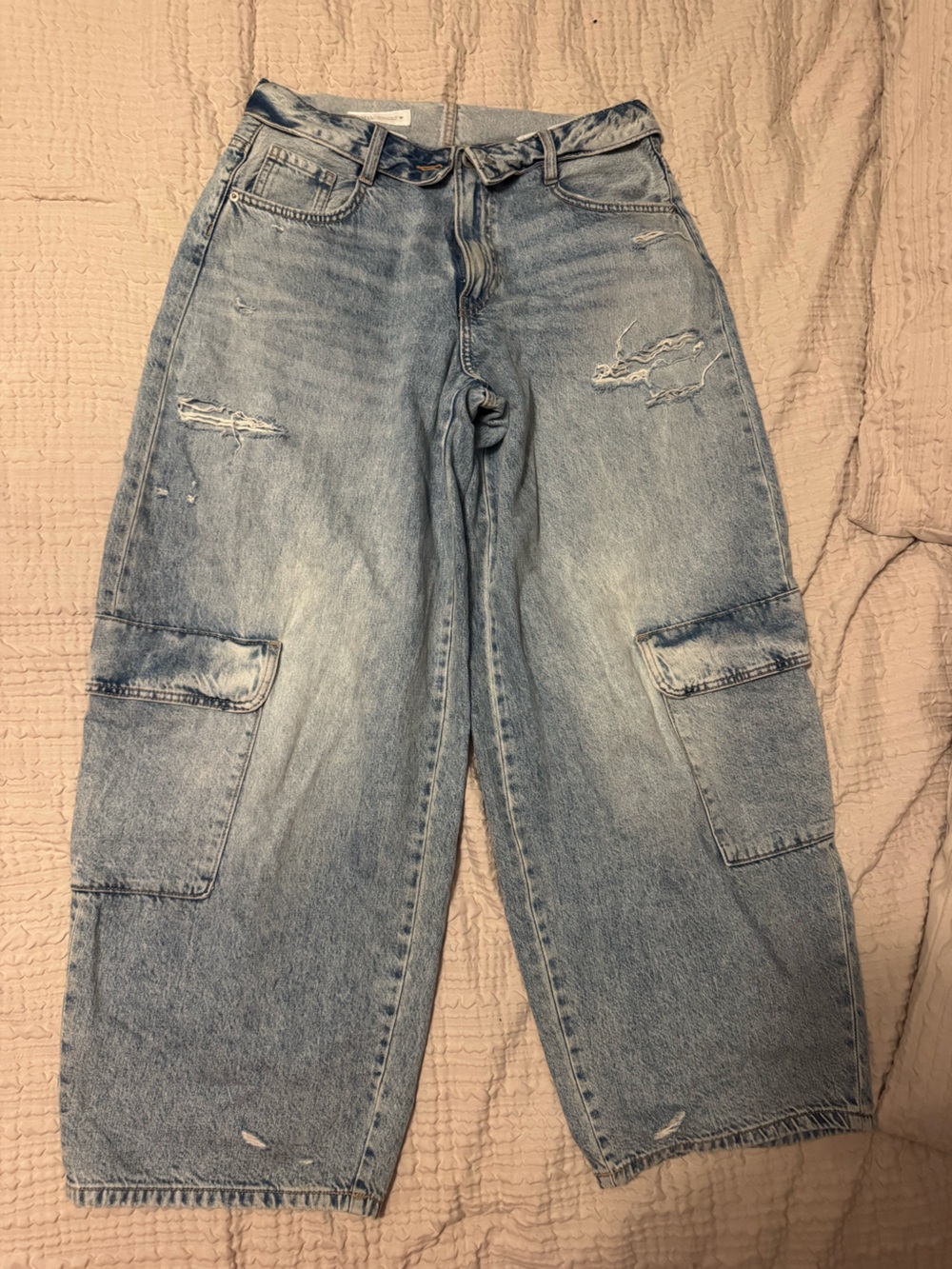 Zara Light Wash Distressed Boyfriend Jeans